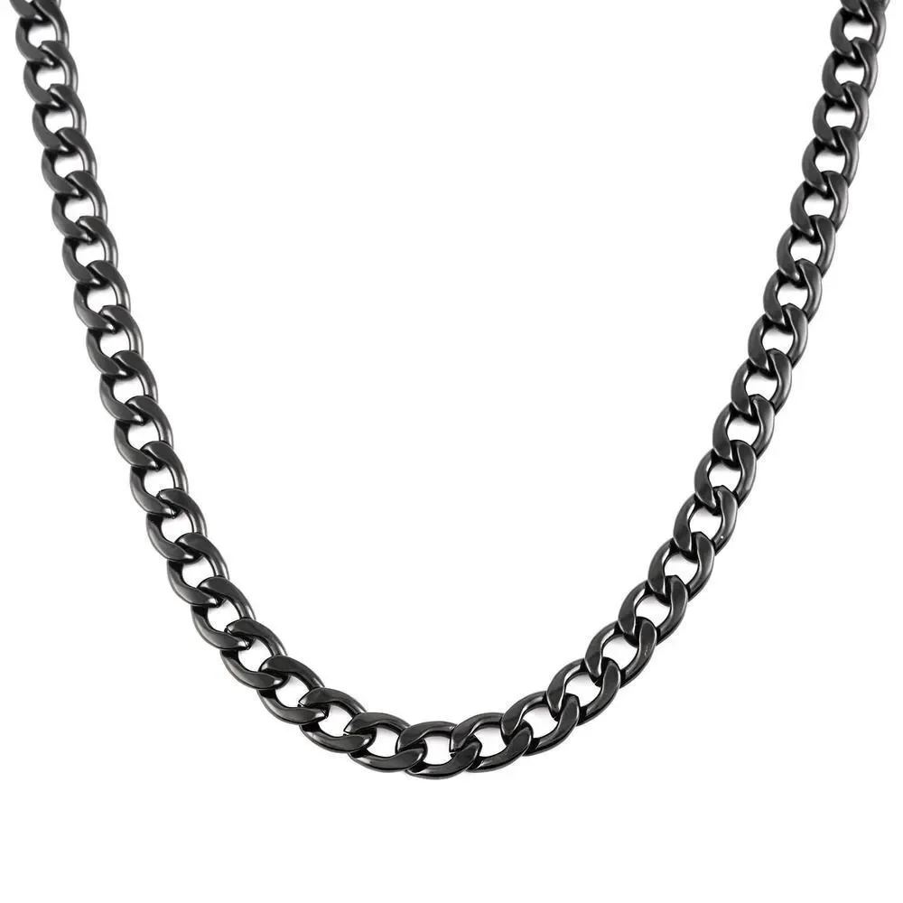 Curb Necklace 24 Inches in ION Plated Black
